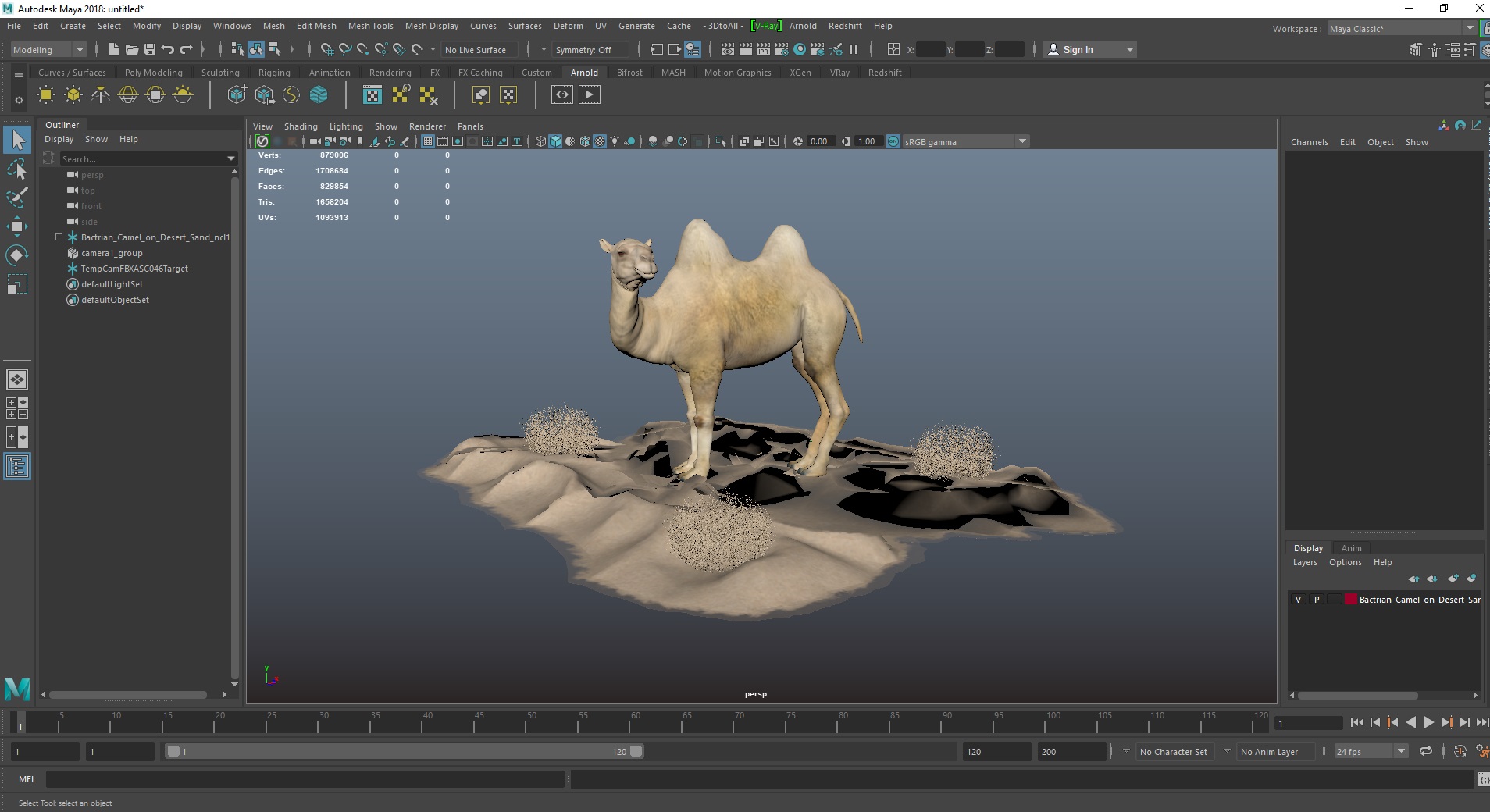 Bactrian Camel on Desert Sand 3D model