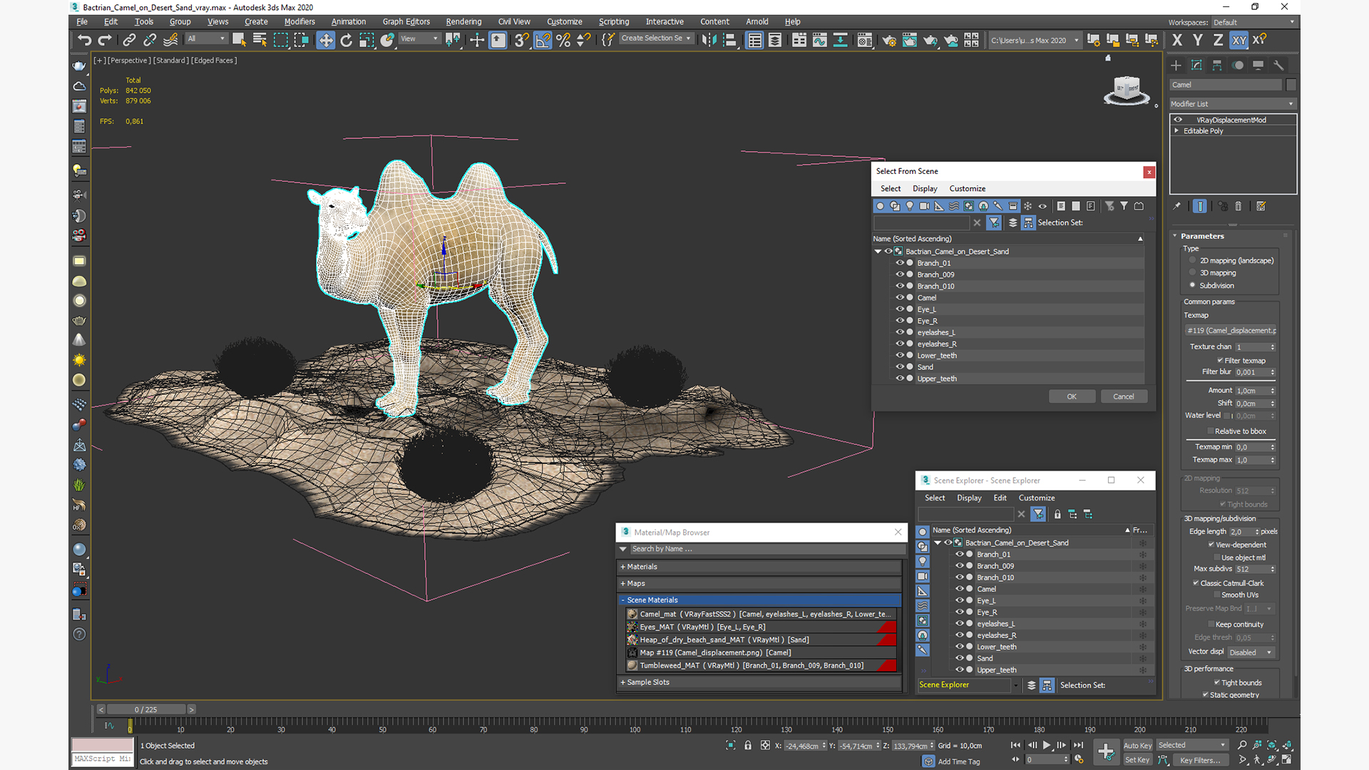 Bactrian Camel on Desert Sand 3D model