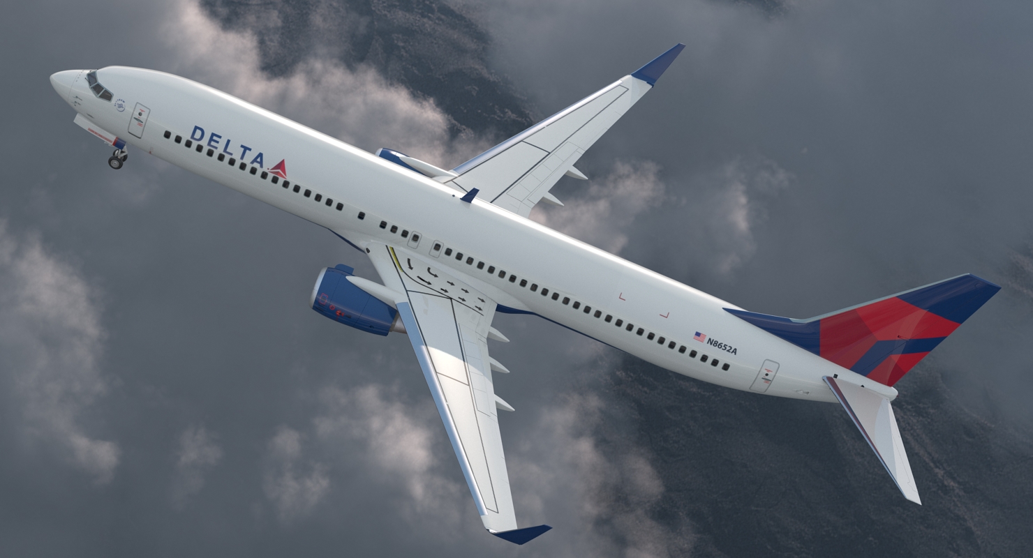 Boeing 737 900 ER Delta with Interior and Doors Rigged 3D model