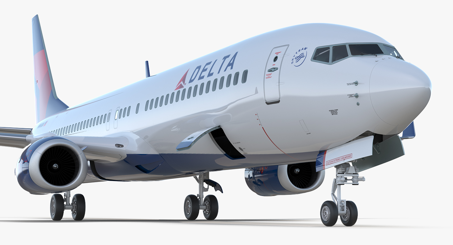 Boeing 737 900 ER Delta with Interior and Doors Rigged 3D model