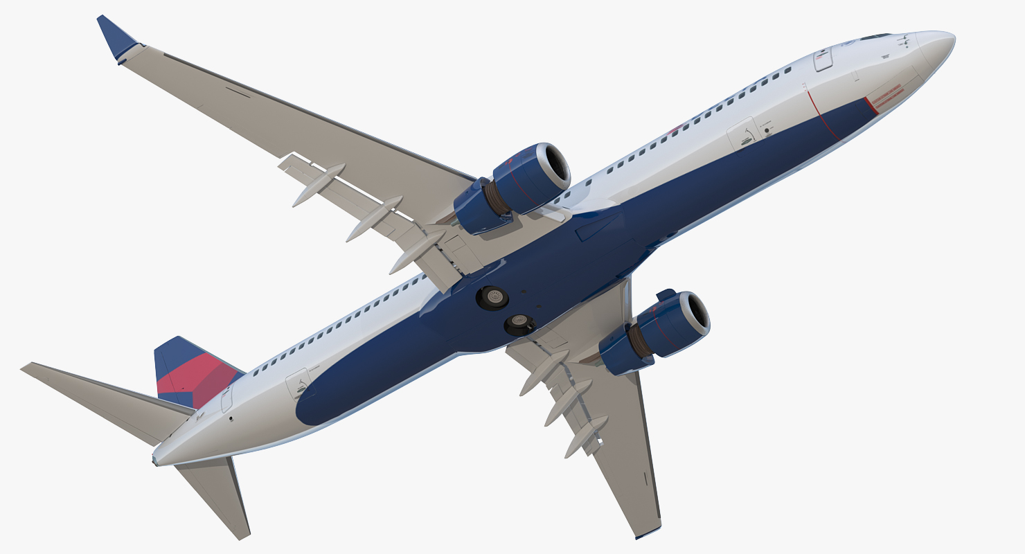 Boeing 737 900 ER Delta with Interior and Doors Rigged 3D model