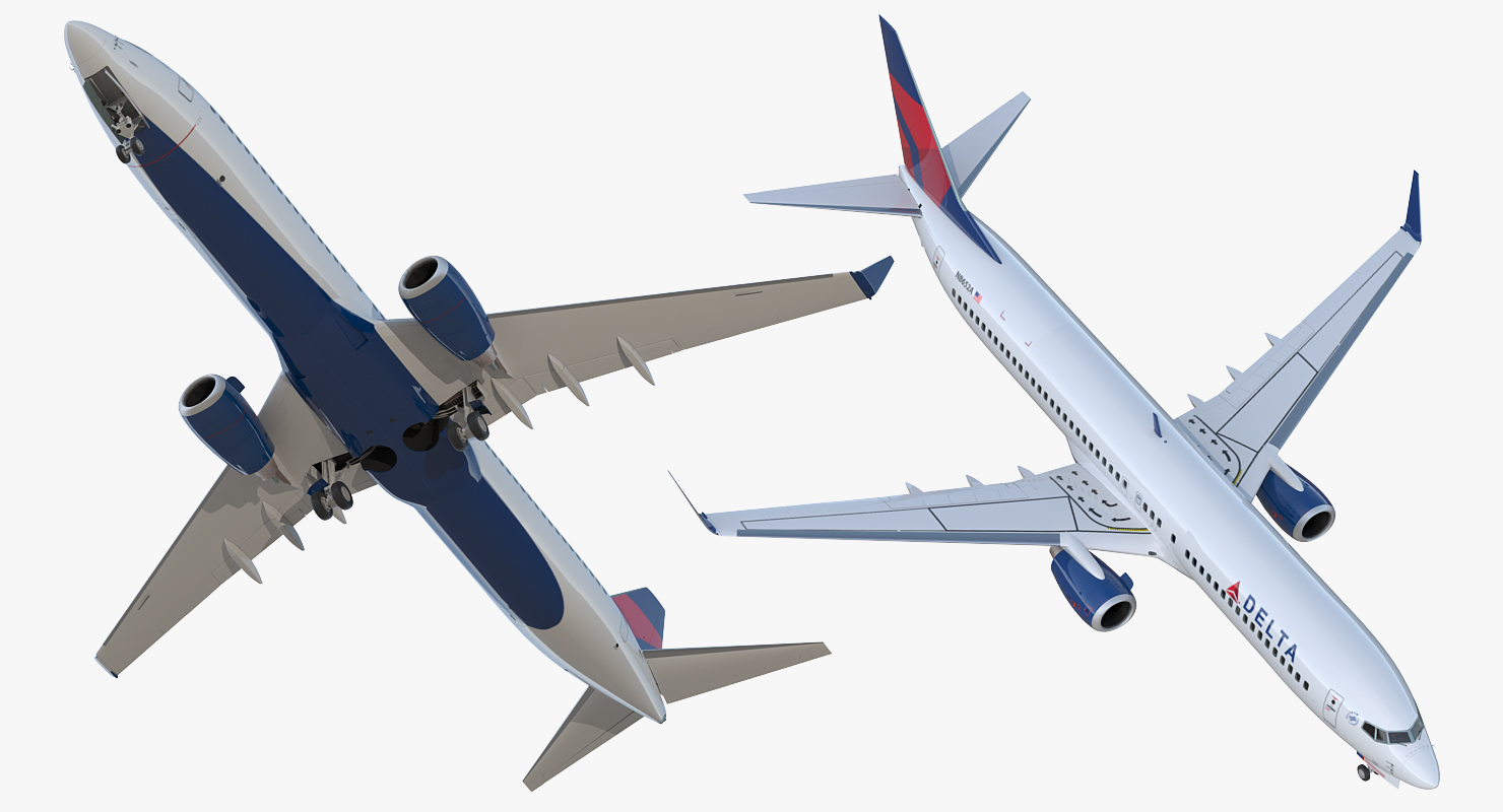 Boeing 737 900 ER Delta with Interior and Doors Rigged 3D model