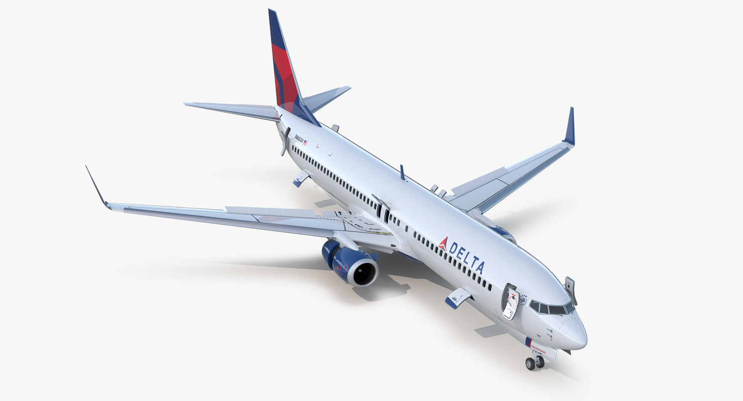 Boeing 737 900 ER Delta with Interior and Doors Rigged 3D model