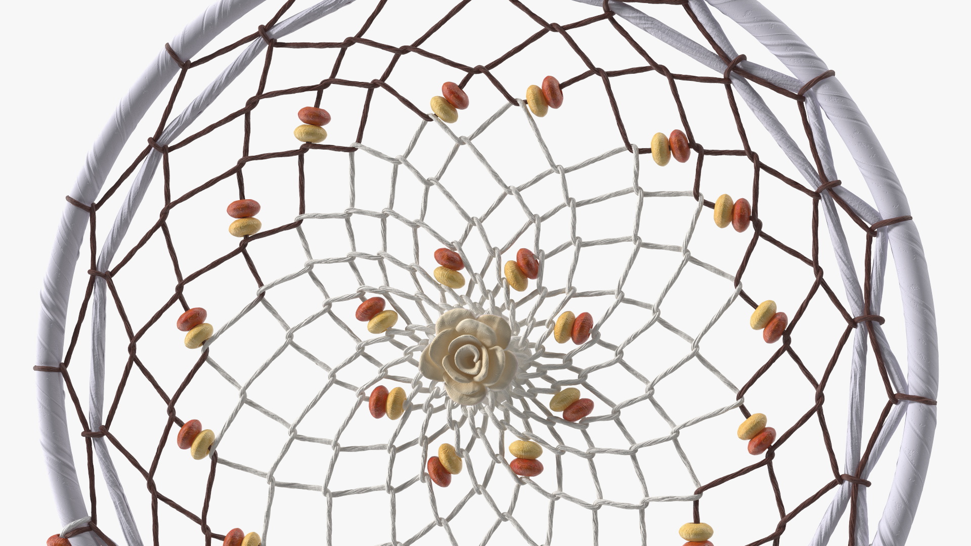 Dreamcatcher with Feathers and Beads Five Rings 3D