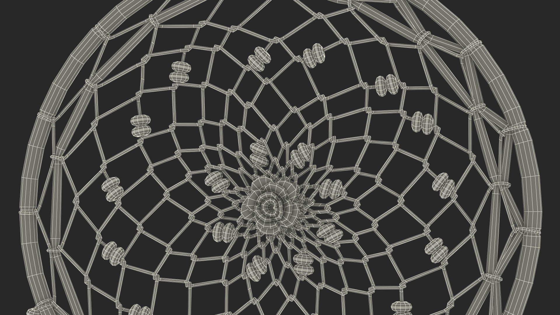 Dreamcatcher with Feathers and Beads Five Rings 3D