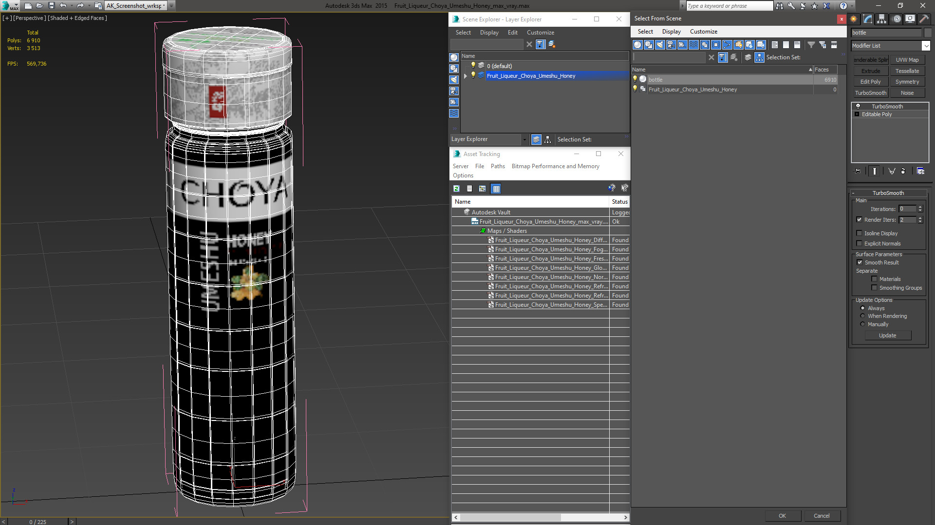 Fruit Liqueur Choya Umeshu Honey 3D