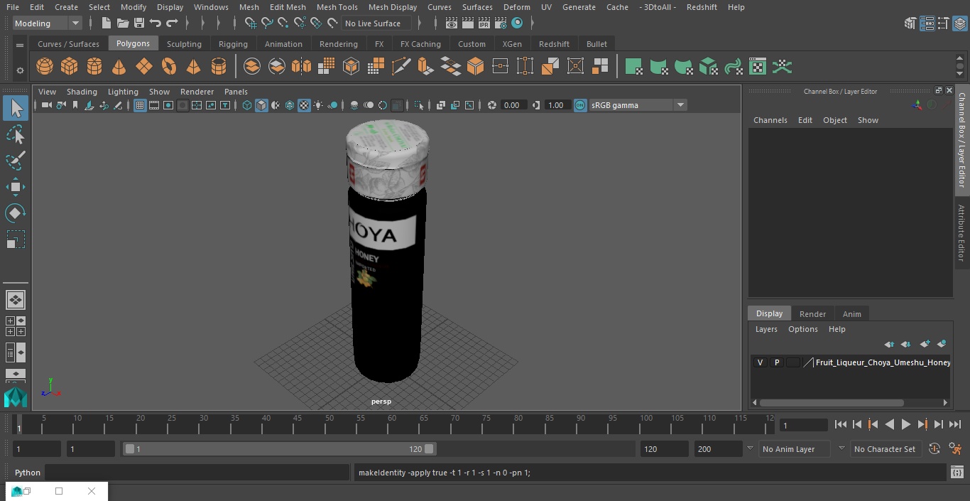 Fruit Liqueur Choya Umeshu Honey 3D