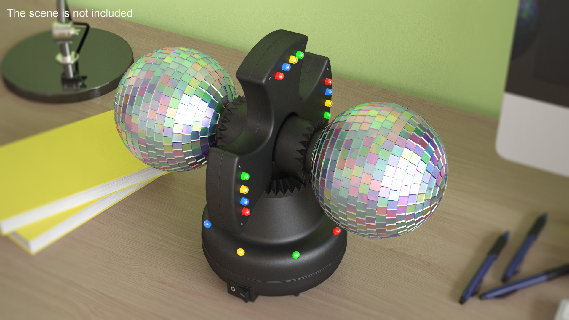 3D Twin Disco Mirror Ball Switched on Rigged