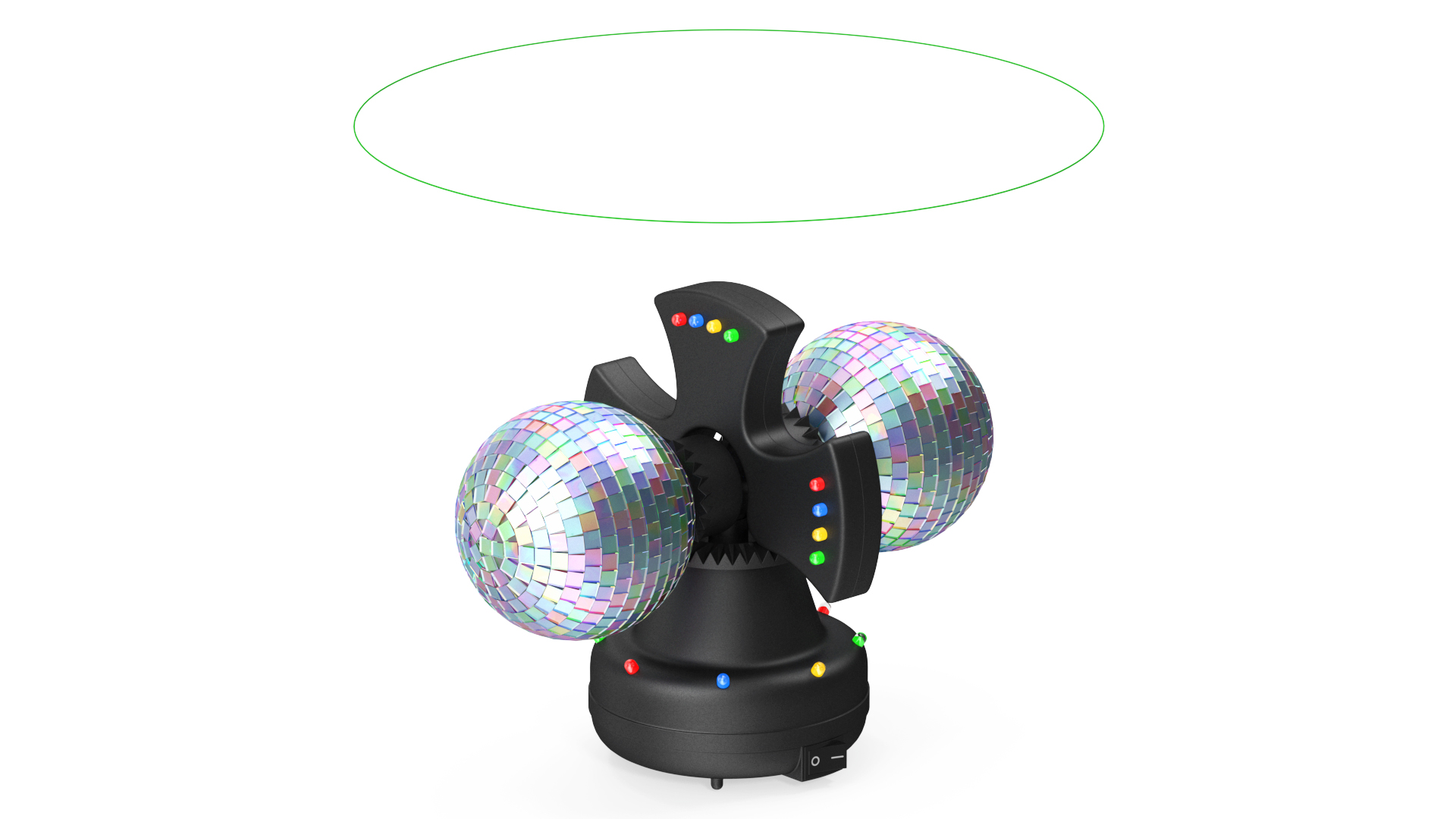 3D Twin Disco Mirror Ball Switched on Rigged
