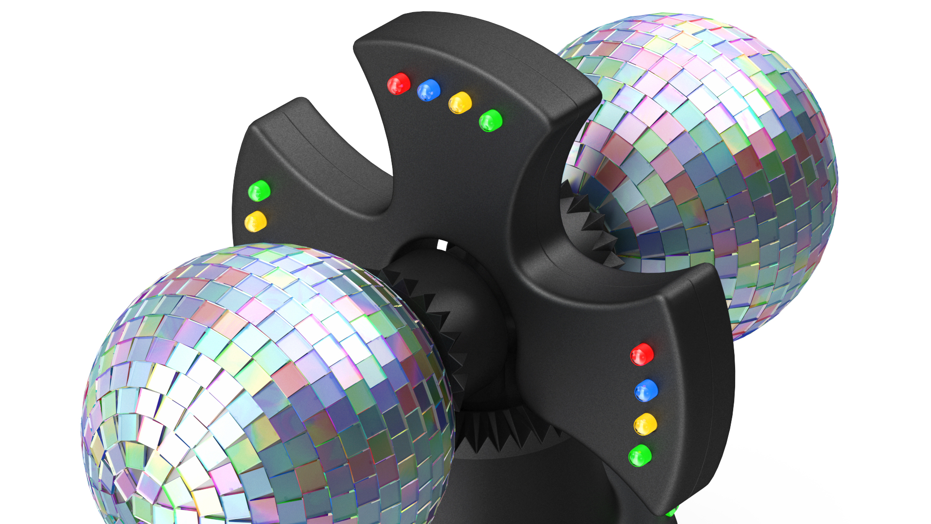 3D Twin Disco Mirror Ball Switched on Rigged