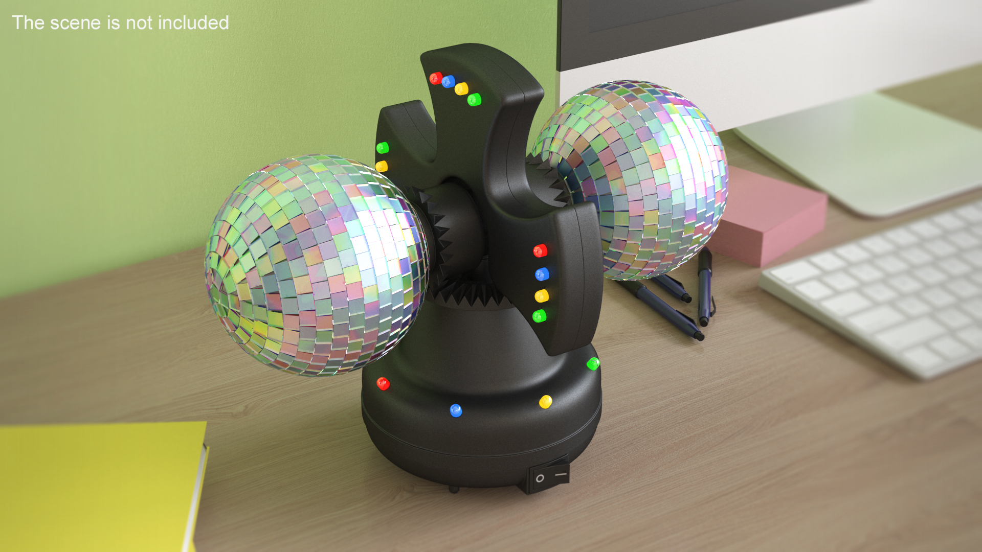 3D Twin Disco Mirror Ball Switched on Rigged