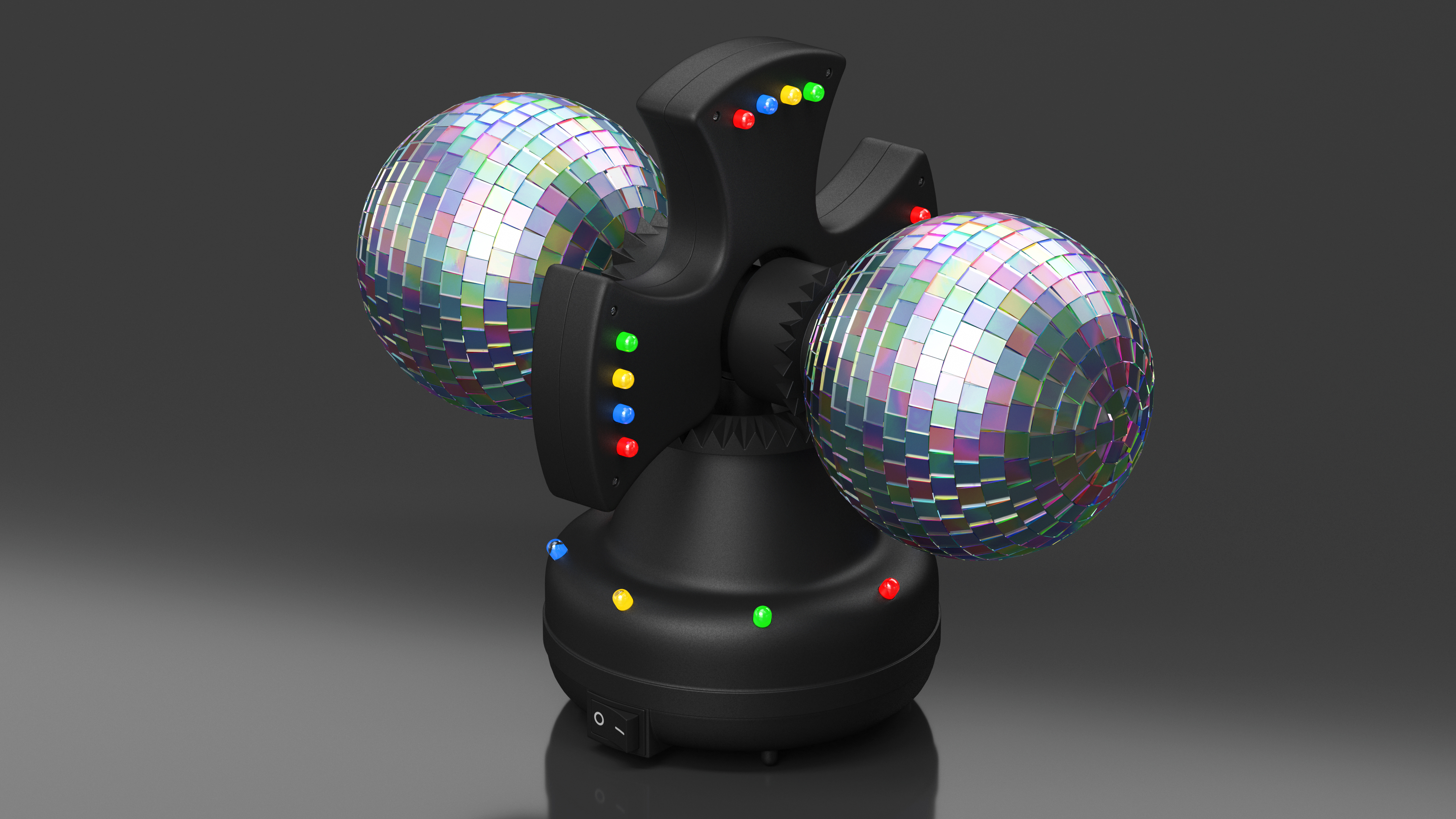 3D Twin Disco Mirror Ball Switched on Rigged