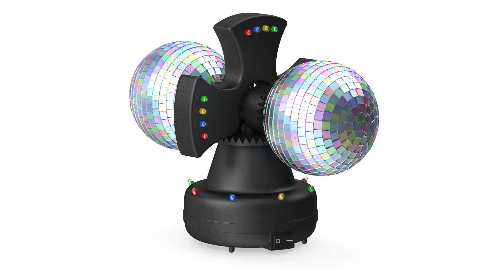 3D Twin Disco Mirror Ball Switched on Rigged