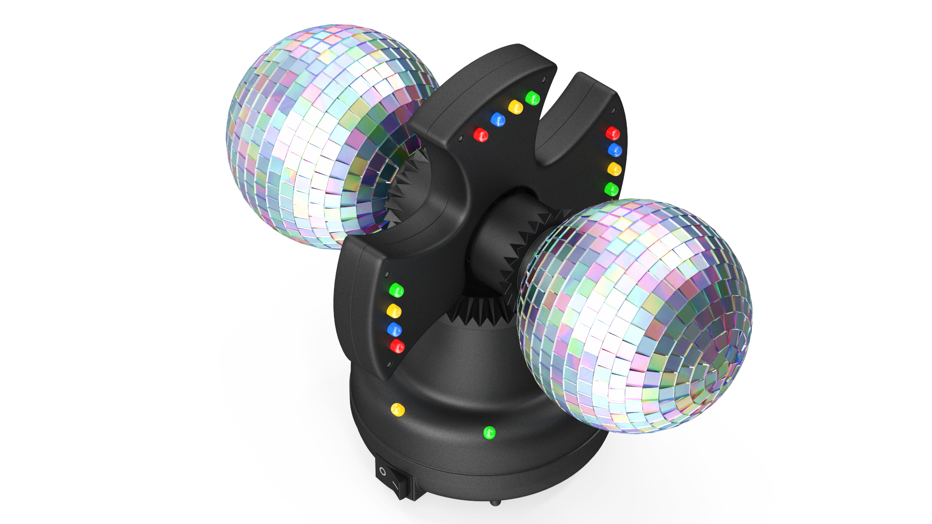 3D Twin Disco Mirror Ball Switched on Rigged