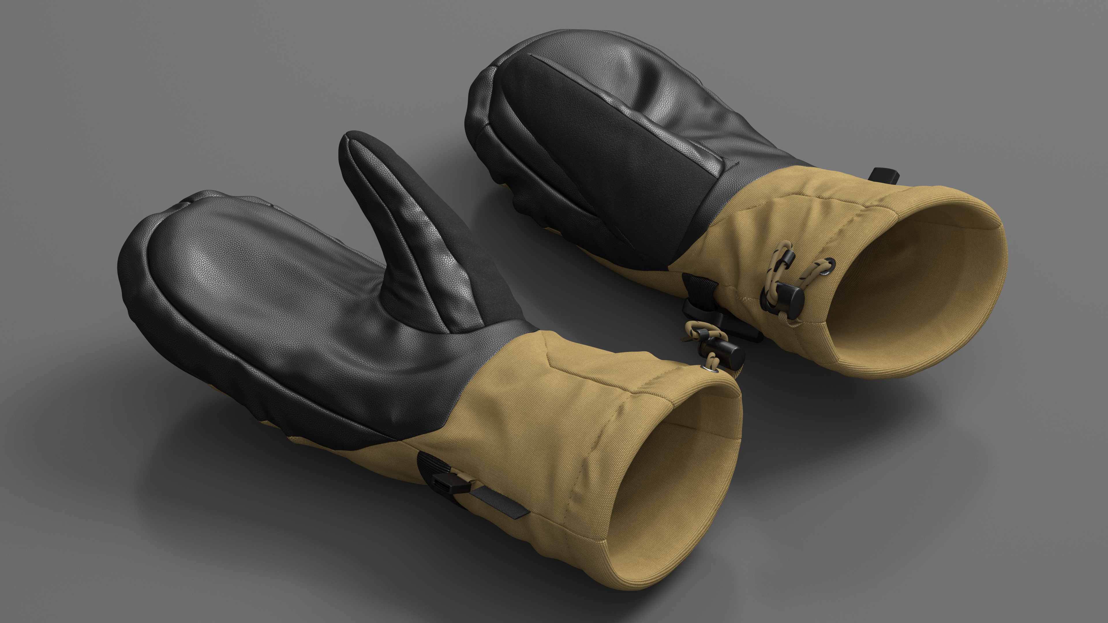 3D Insulated Mens Ski and Snowboard Mittens Beige