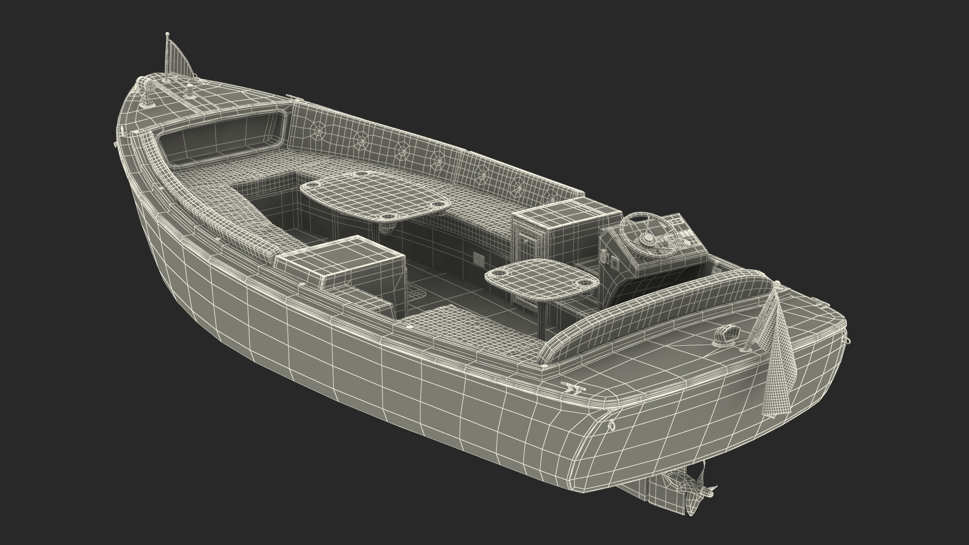 3D Electric Recreational Boat Rigged model