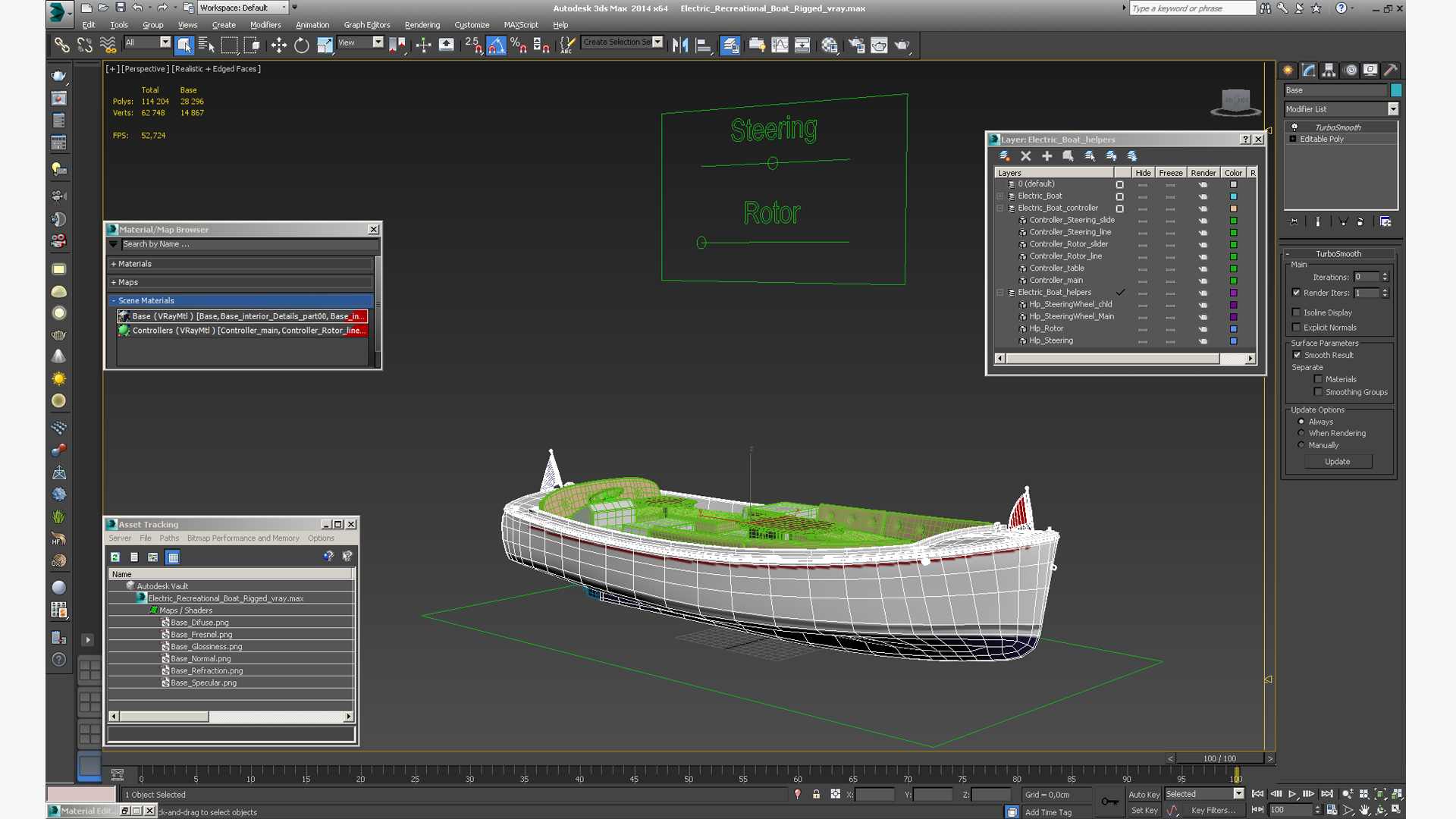 3D Electric Recreational Boat Rigged model