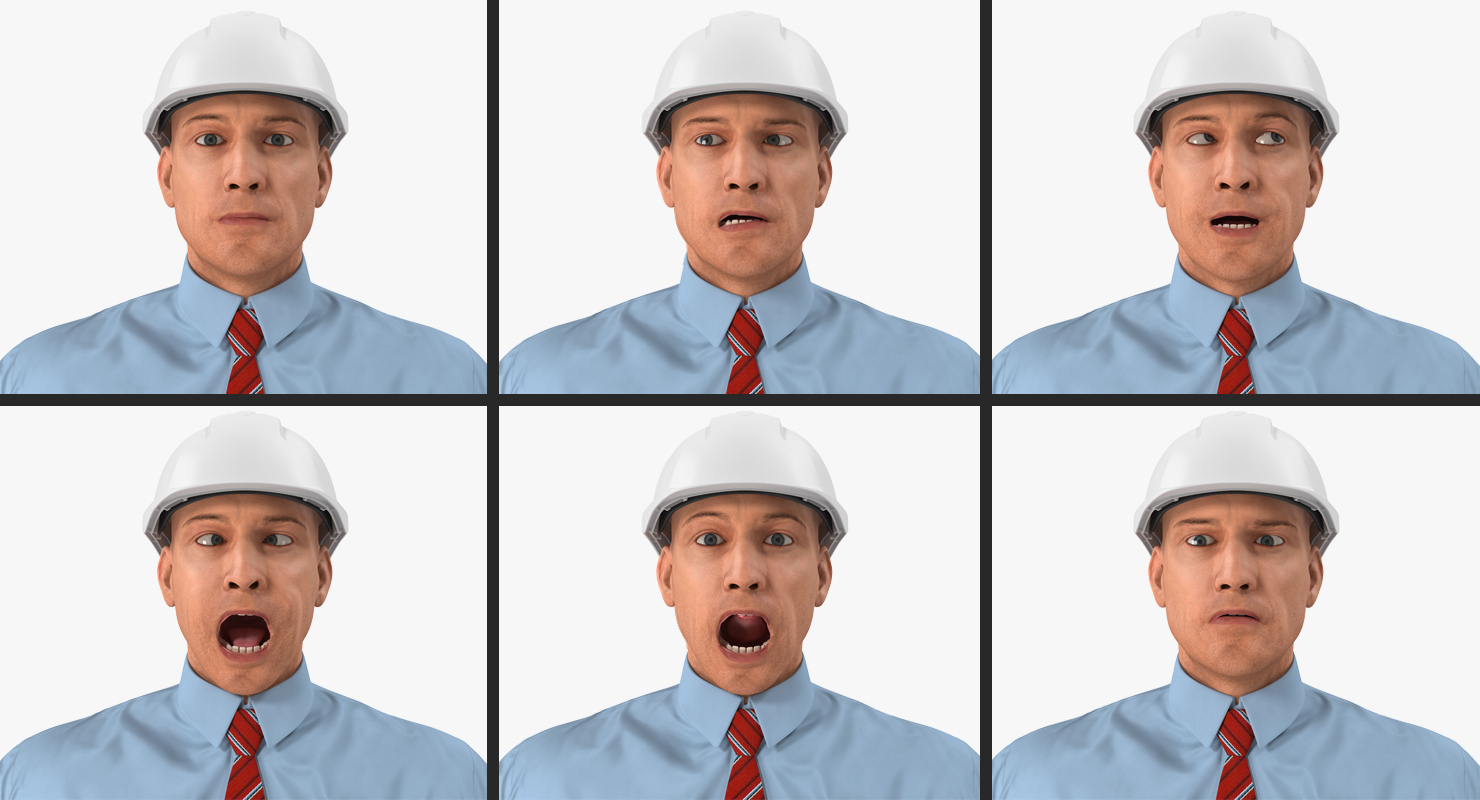 Construction Engineer in Hardhat Rigged 3D model