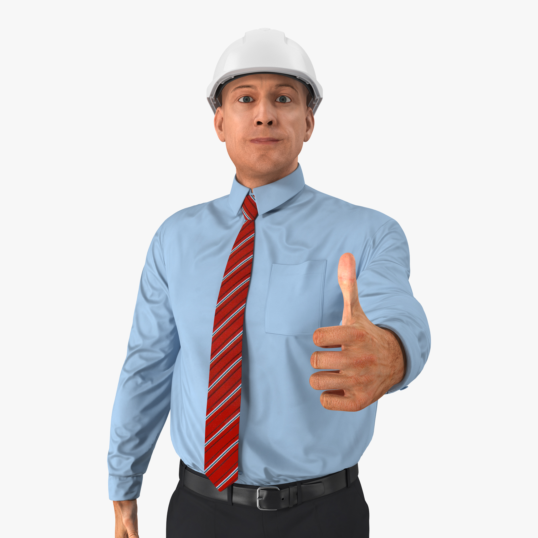 Construction Engineer in Hardhat 3D Model, view 5