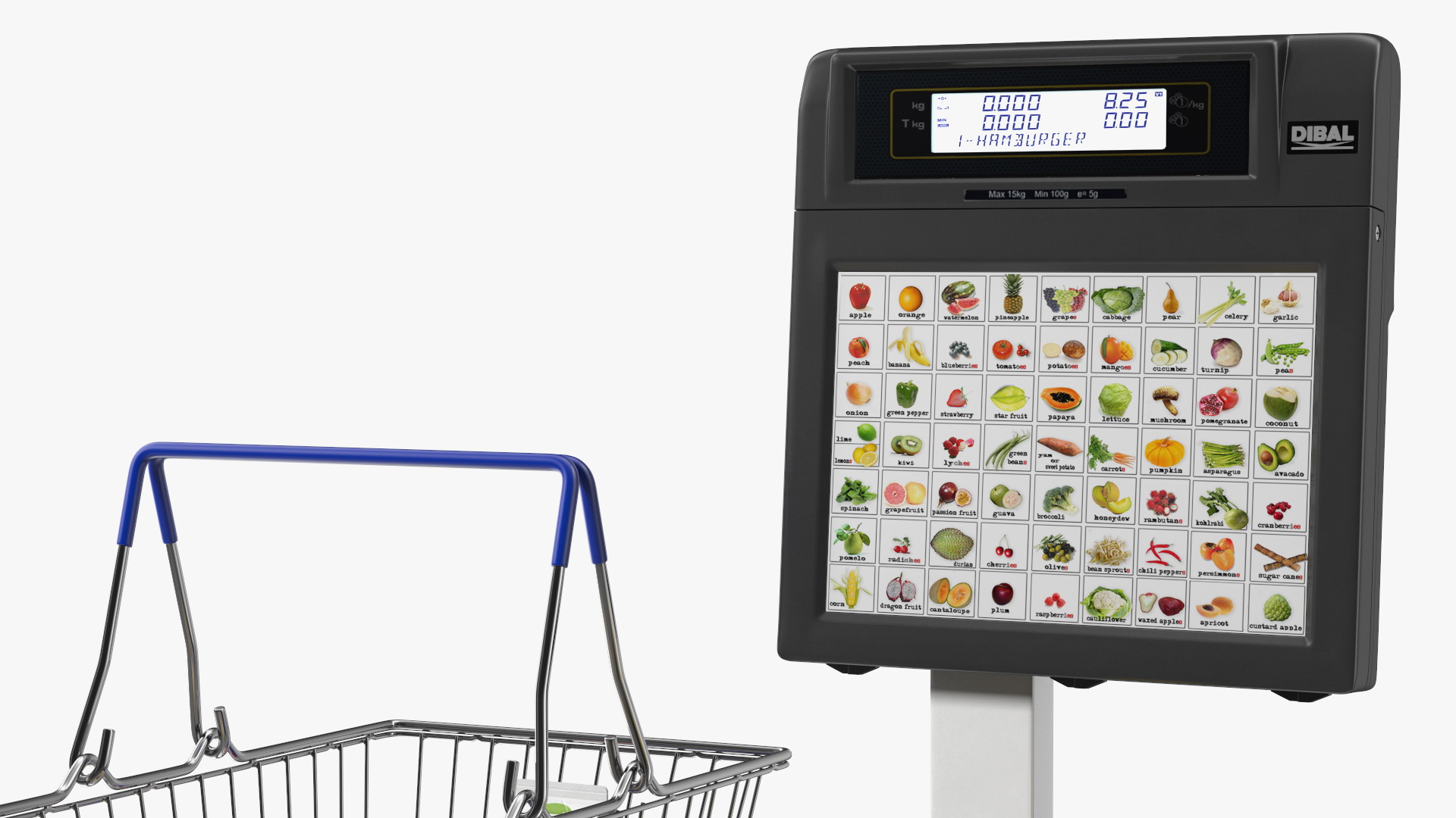 Self-service Scales Tornado with Shopping Cart with Goods 3D