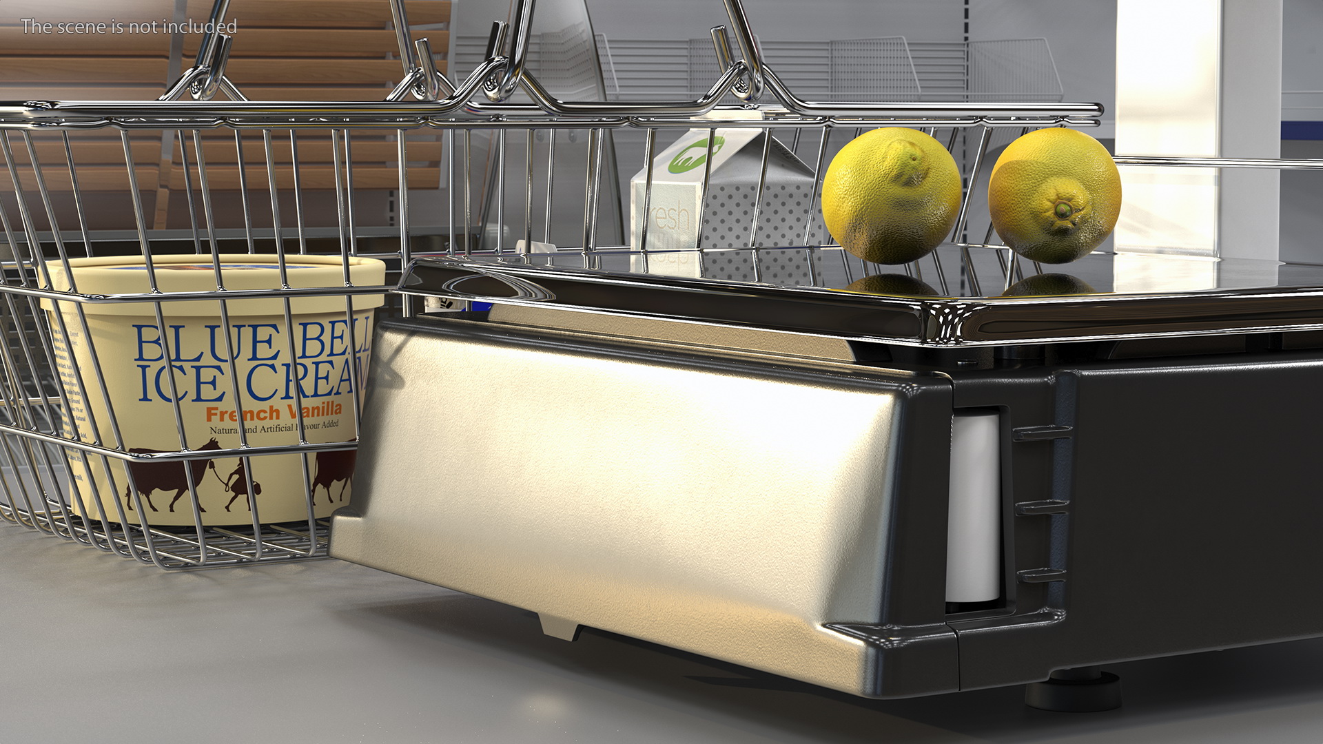 Self-service Scales Tornado with Shopping Cart with Goods 3D