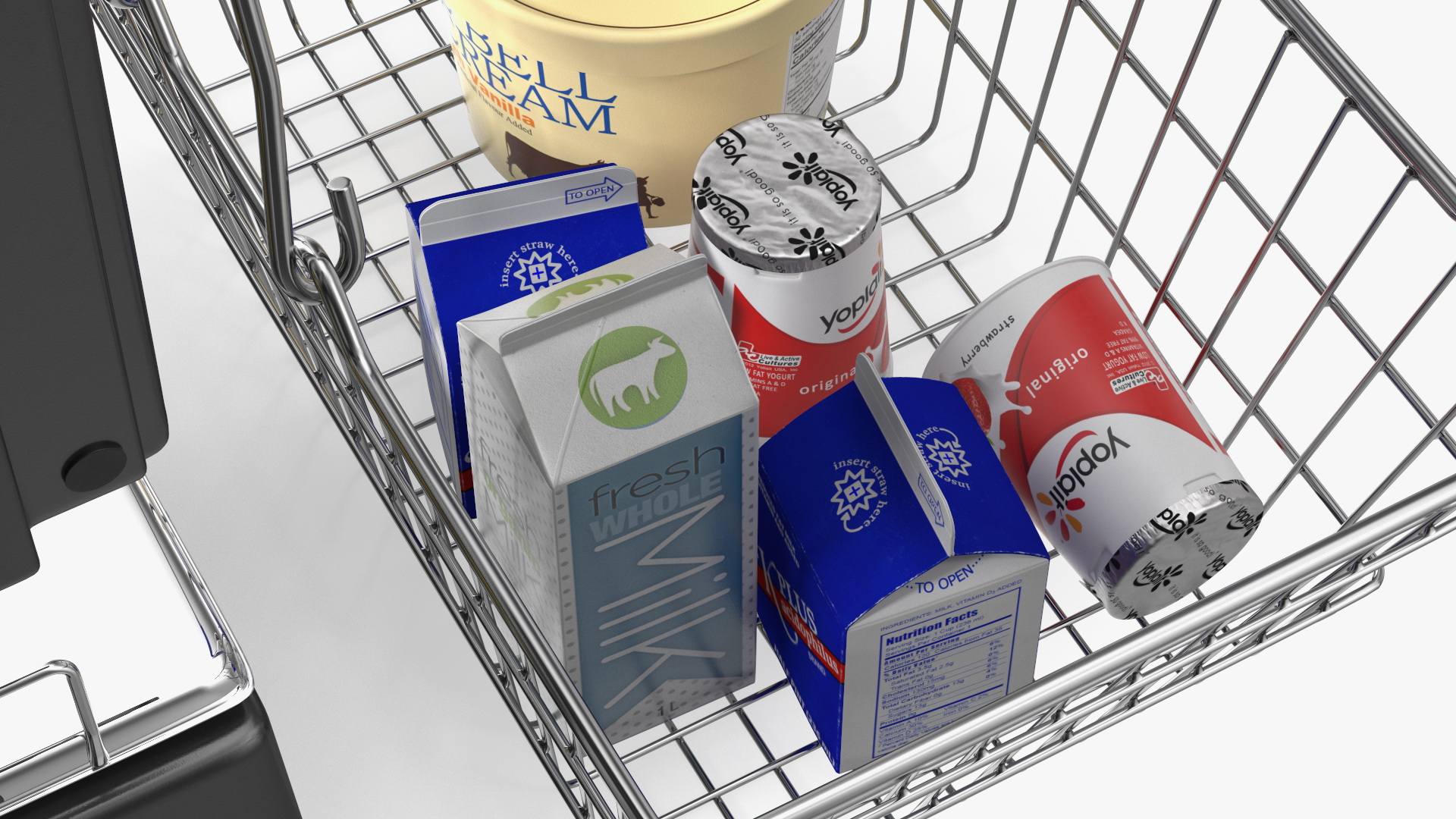 Self-service Scales Tornado with Shopping Cart with Goods 3D