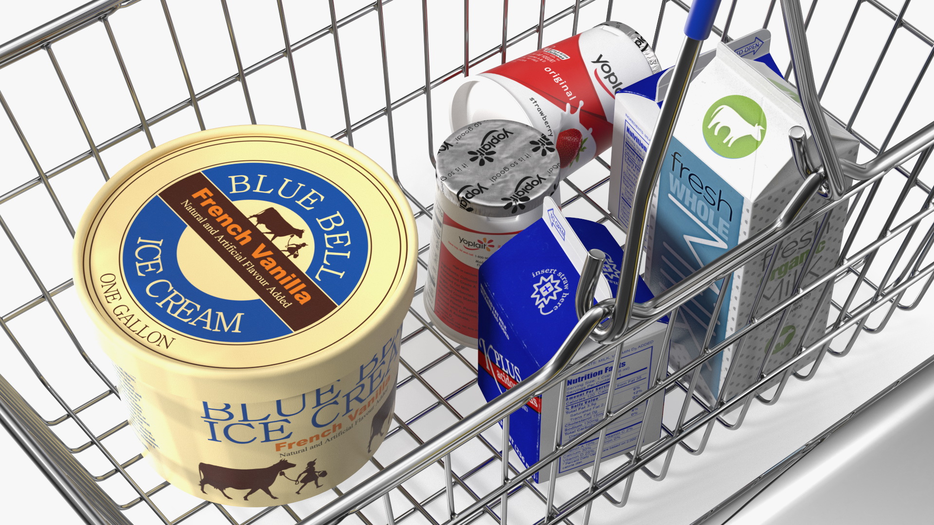 Self-service Scales Tornado with Shopping Cart with Goods 3D