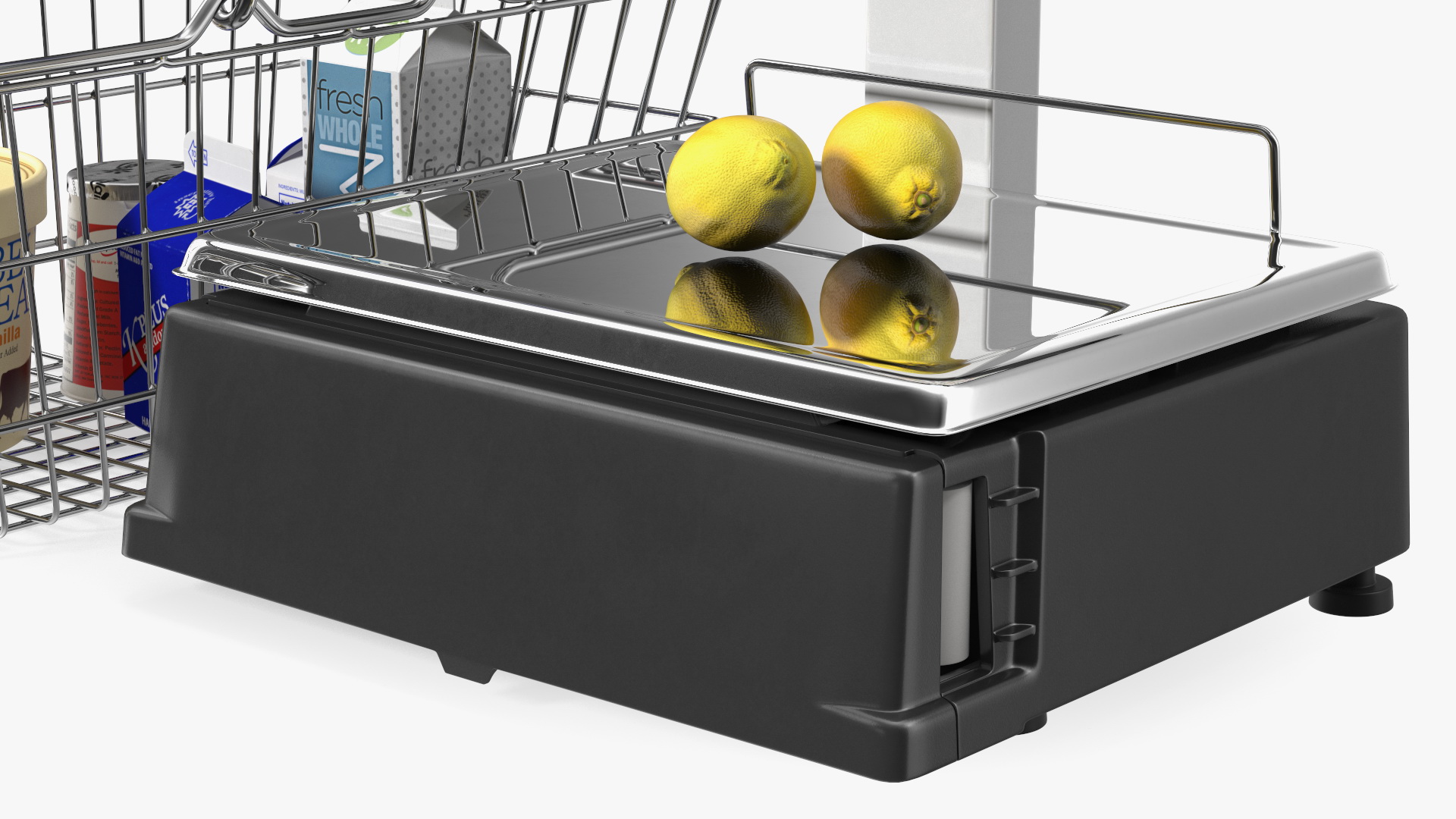 Self-service Scales Tornado with Shopping Cart with Goods 3D