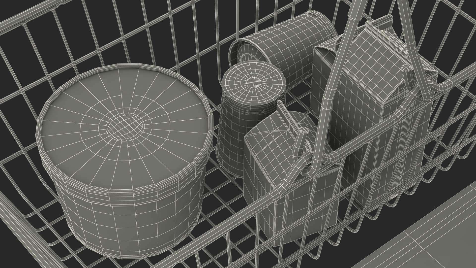 Self-service Scales Tornado with Shopping Cart with Goods 3D