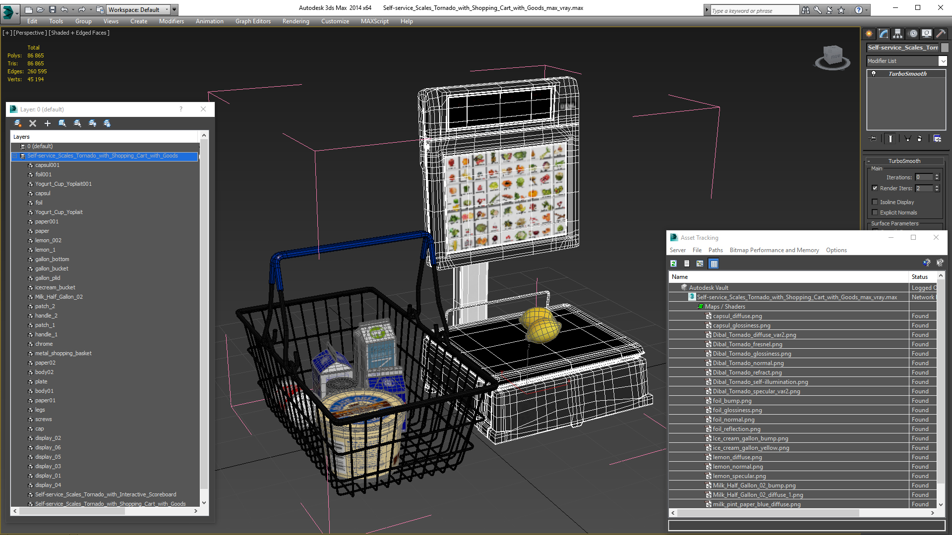 Self-service Scales Tornado with Shopping Cart with Goods 3D