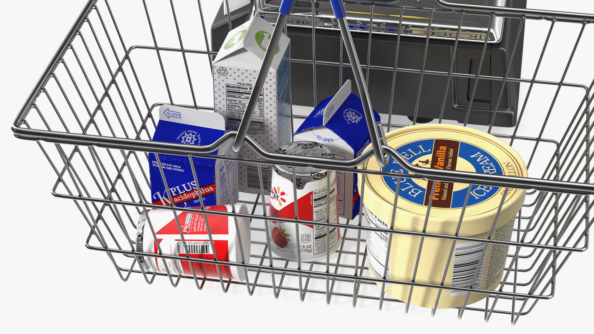 Self-service Scales Tornado with Shopping Cart with Goods 3D