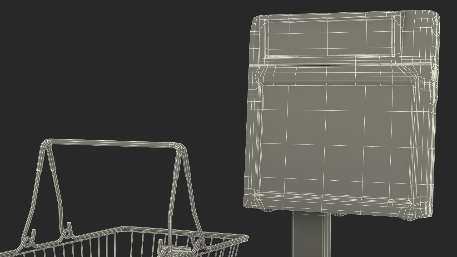 Self-service Scales Tornado with Shopping Cart with Goods 3D