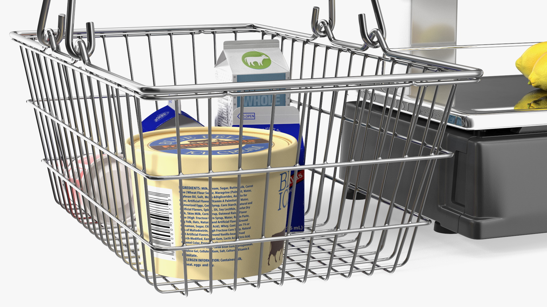 Self-service Scales Tornado with Shopping Cart with Goods 3D