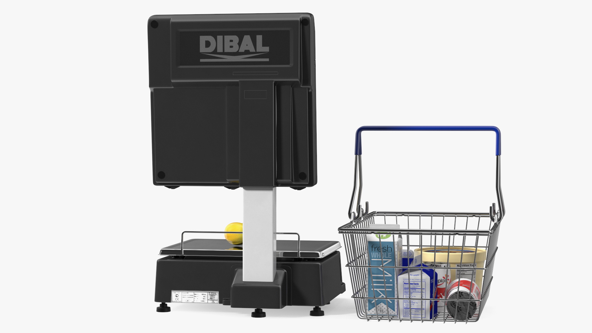 Self-service Scales Tornado with Shopping Cart with Goods 3D