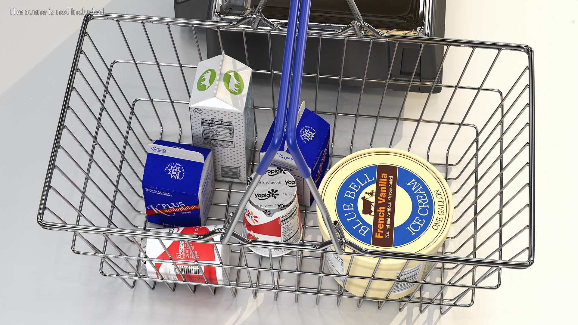 Self-service Scales Tornado with Shopping Cart with Goods 3D