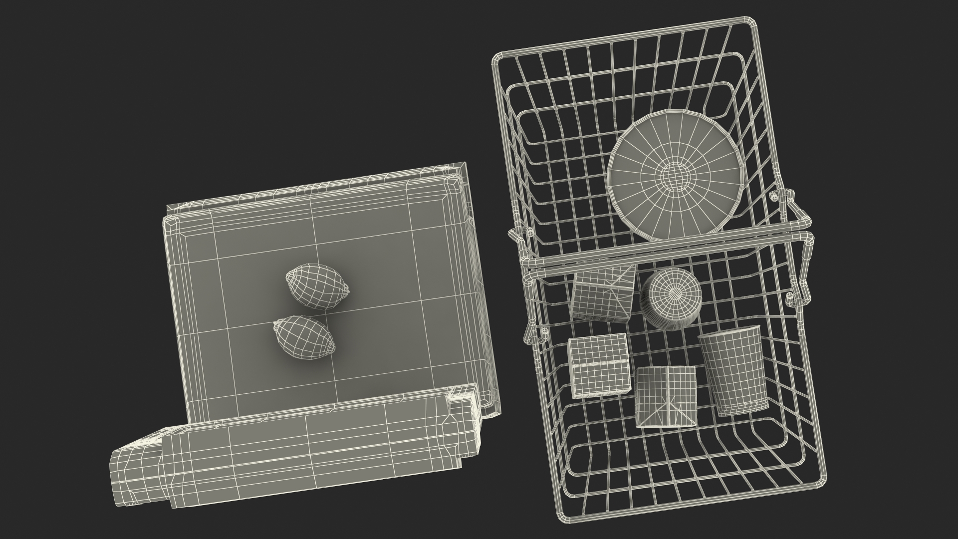 Self-service Scales Tornado with Shopping Cart with Goods 3D