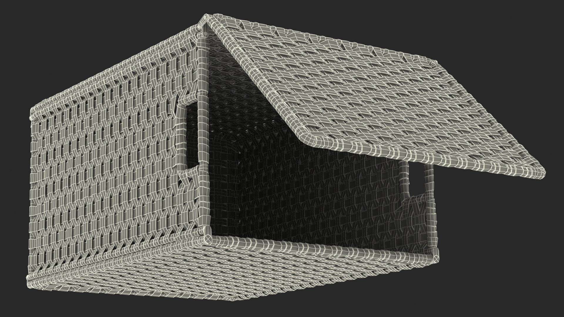 Wicker Laundry Basket Black 3D
