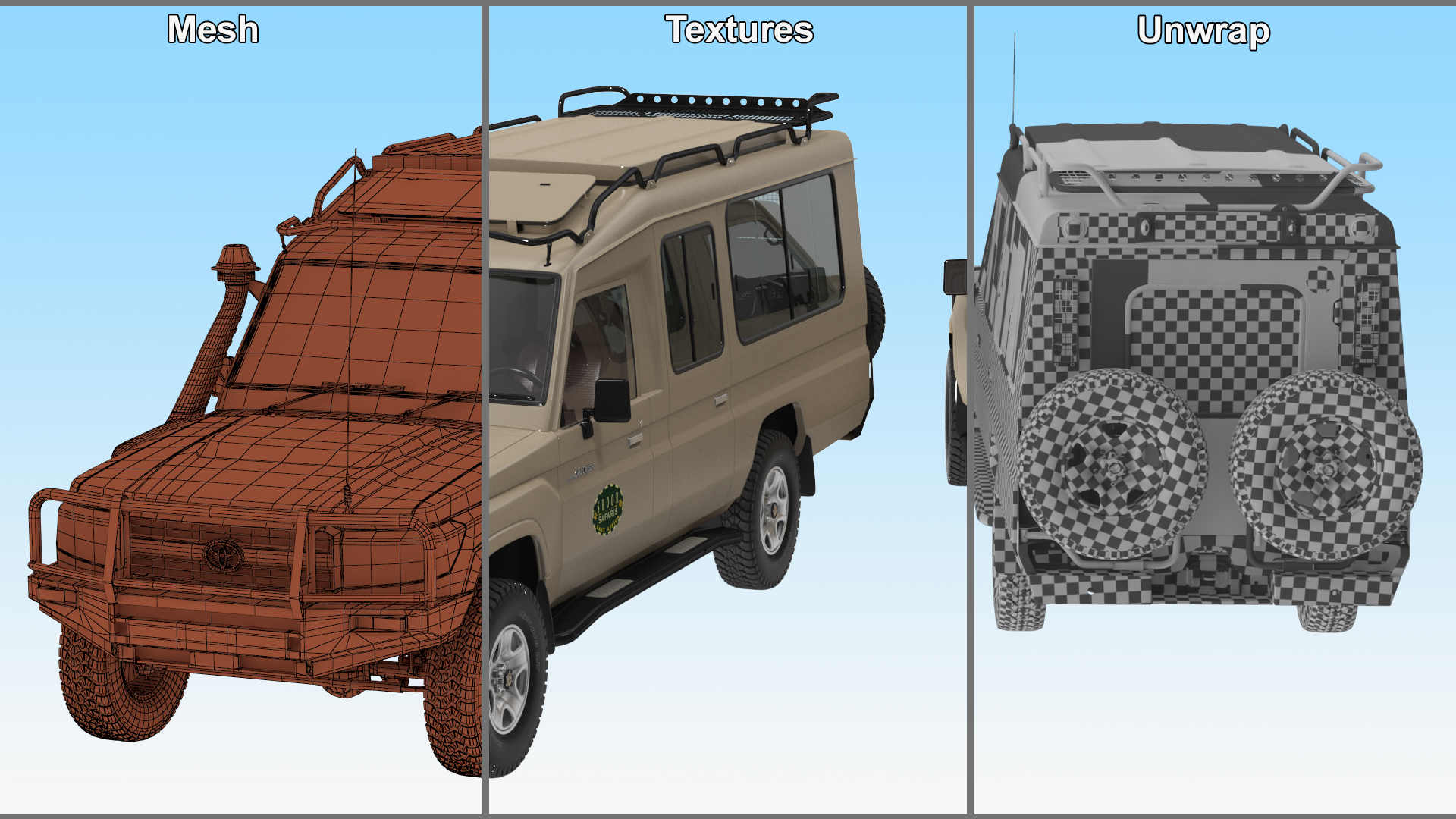 Toyota Land Cruiser Safari Beige Clean Simple Interior 3D model
