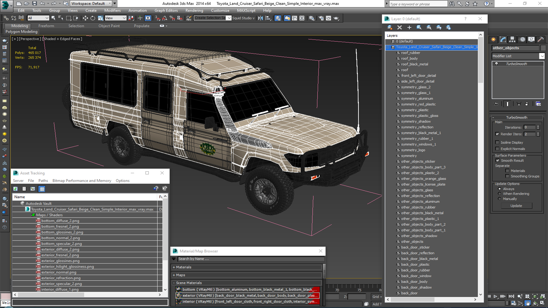 Toyota Land Cruiser Safari Beige Clean Simple Interior 3D model
