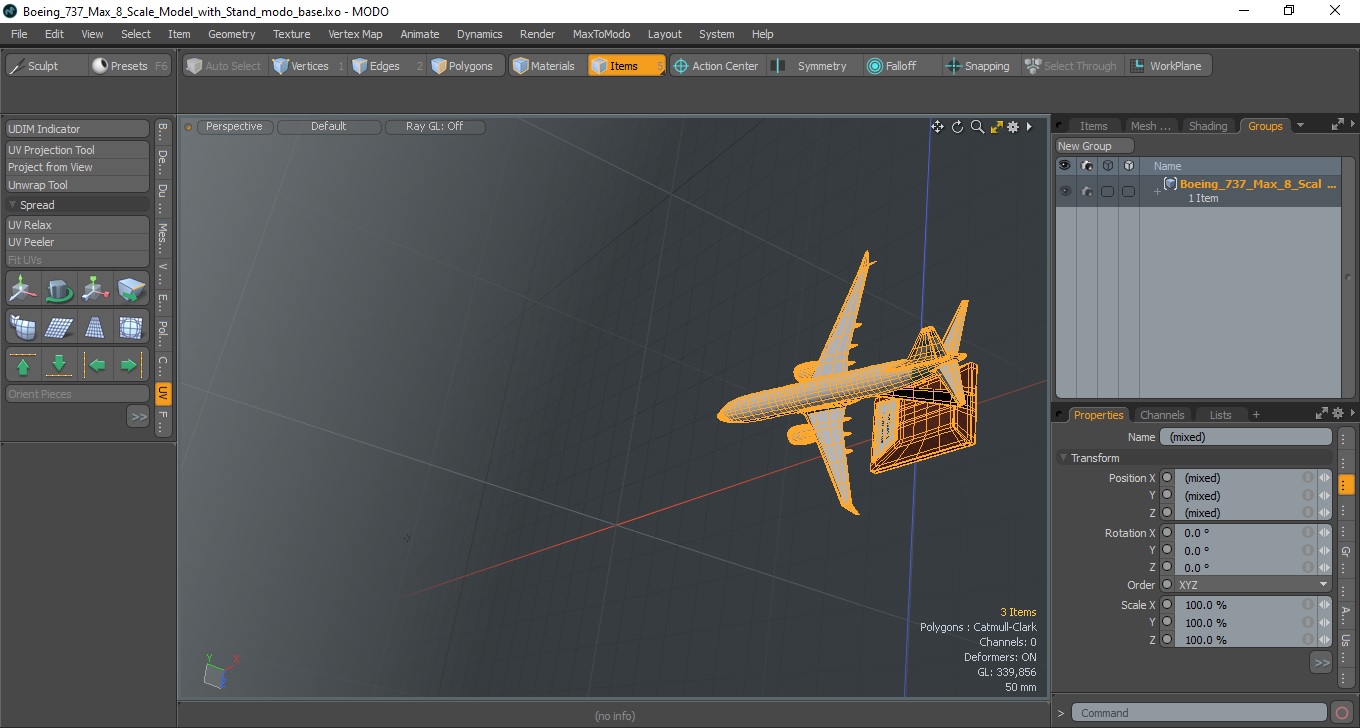Boeing 737 Max 8 Scale Model with Stand 3D model