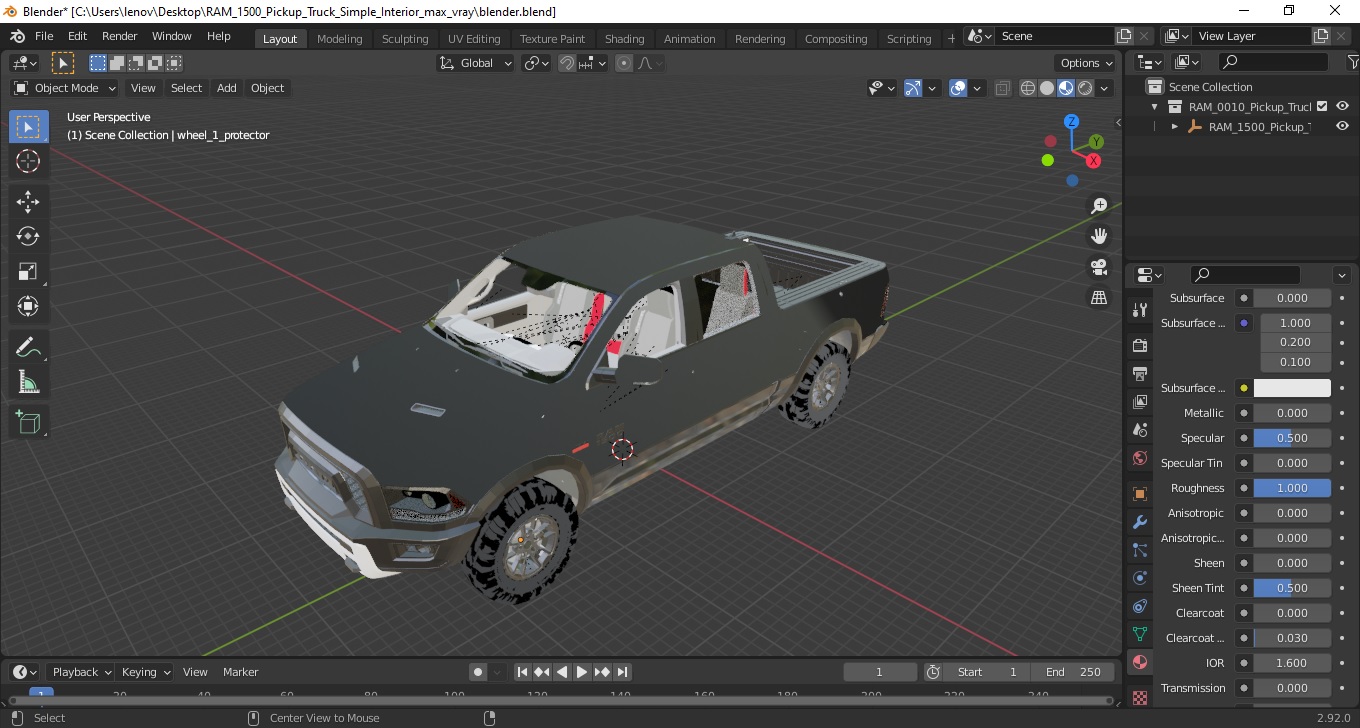 RAM 1500 Pickup Truck Simple Interior 3D