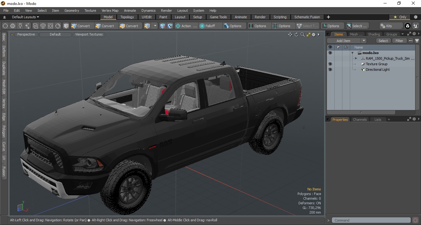 RAM 1500 Pickup Truck Simple Interior 3D