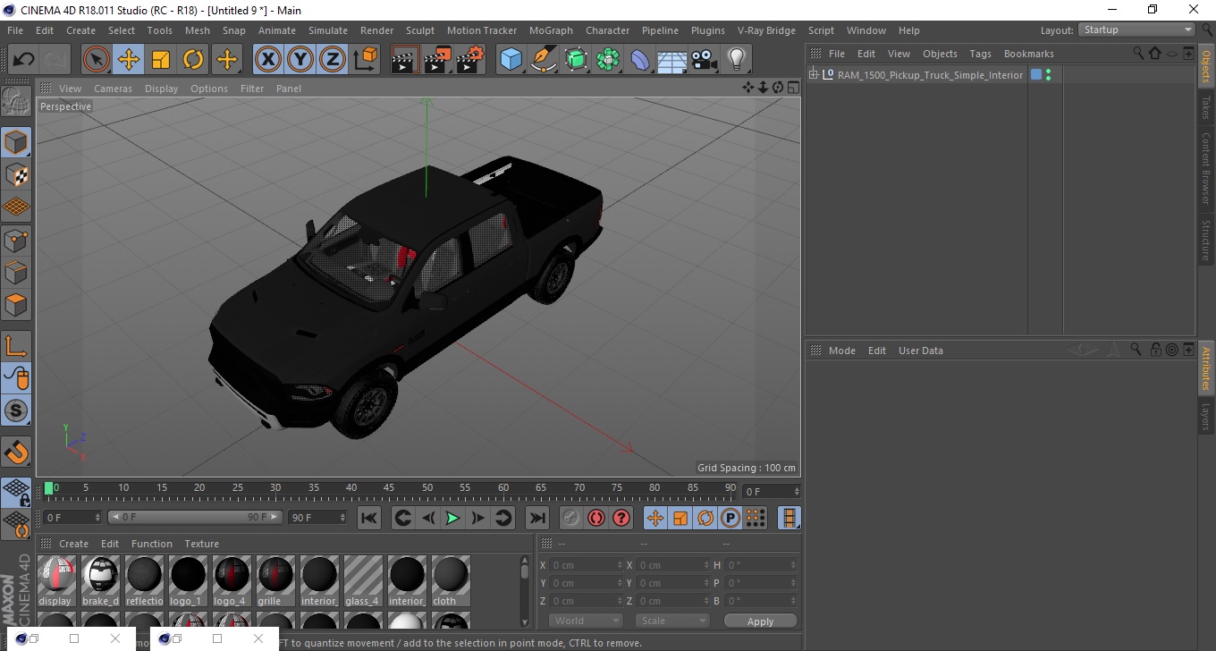 RAM 1500 Pickup Truck Simple Interior 3D