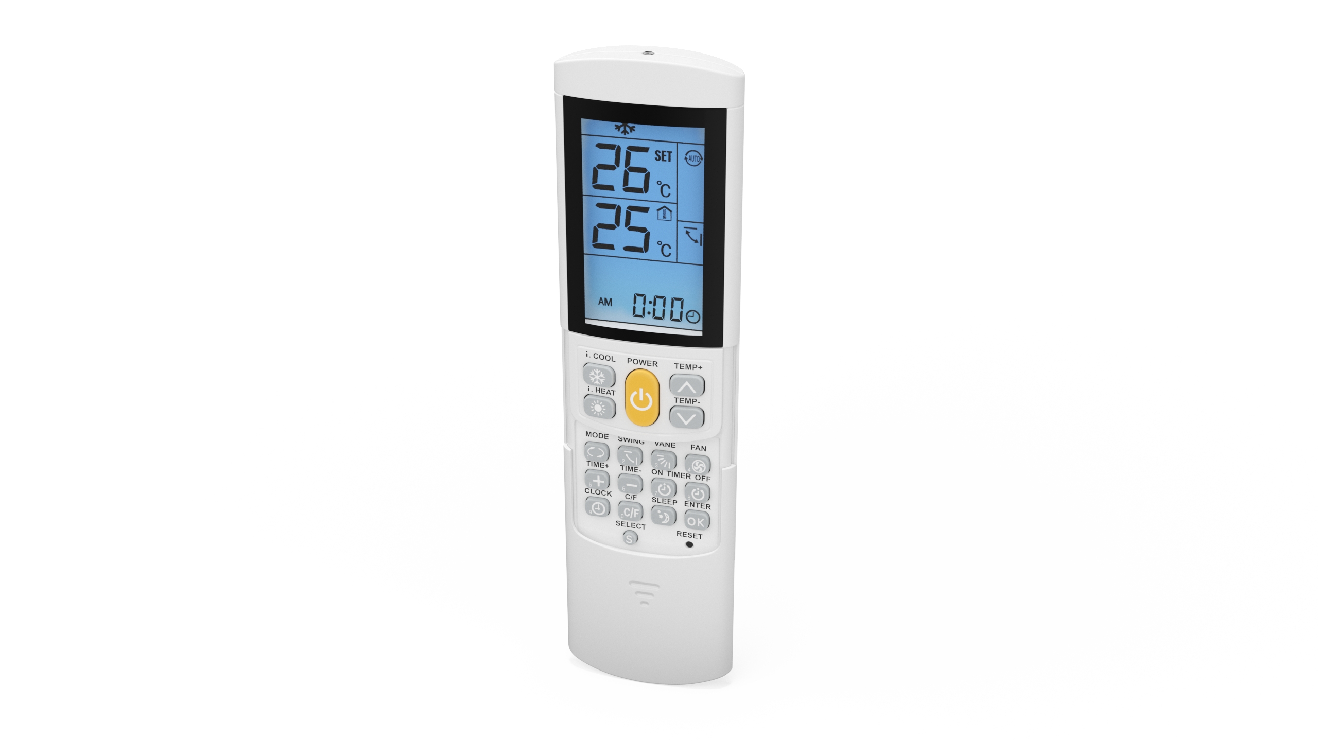 3D Air Conditioner Remote Control White Lights On