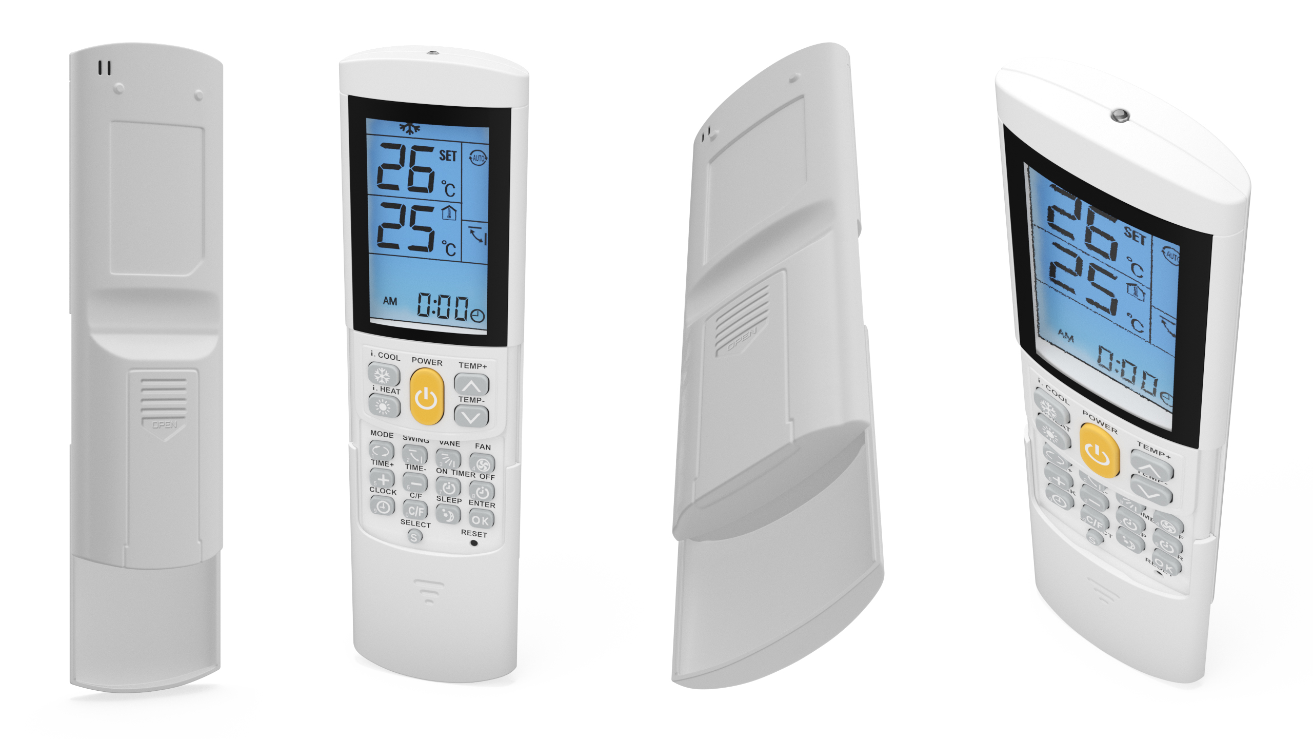 3D Air Conditioner Remote Control White Lights On
