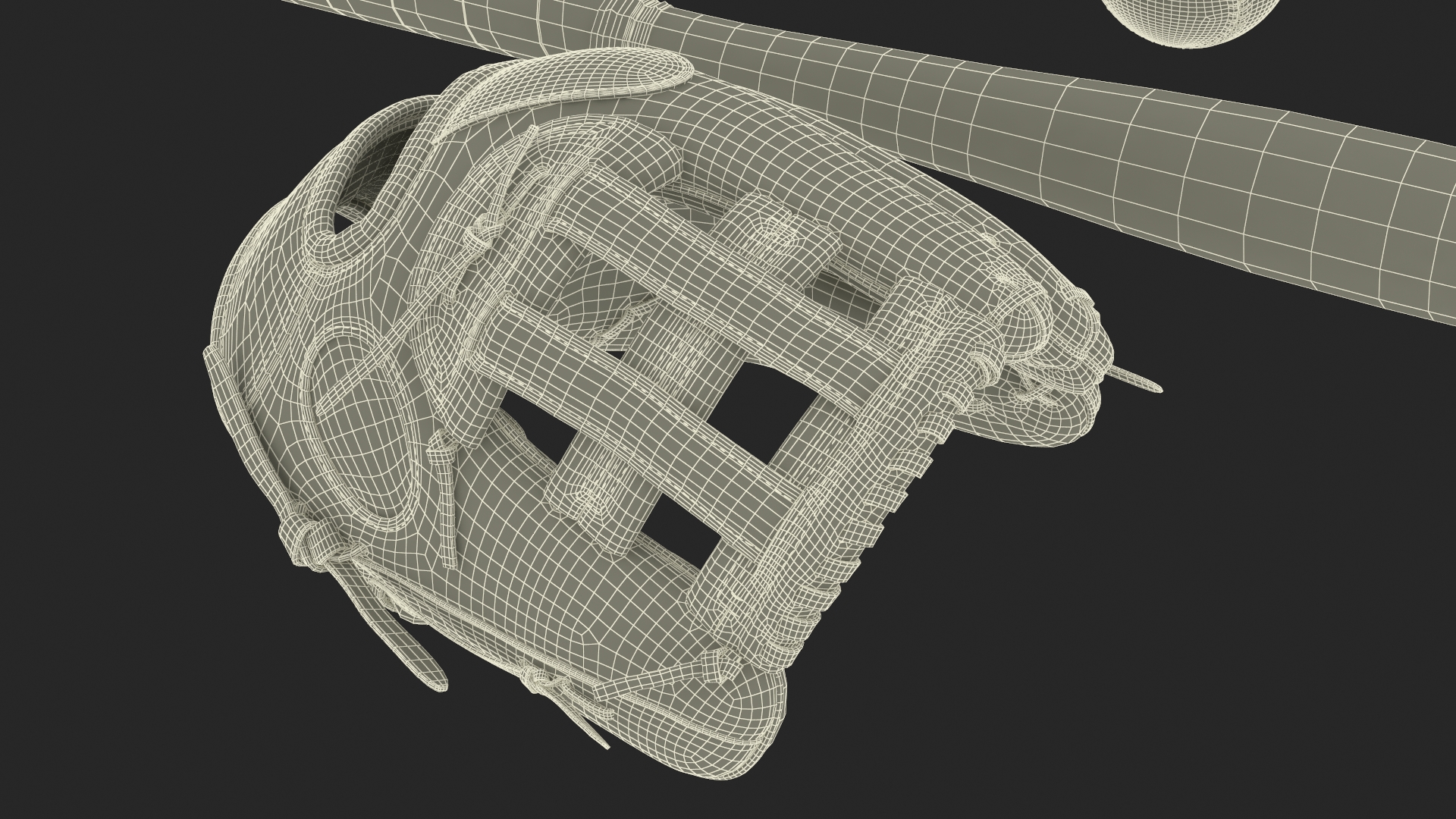 Leather Glove with Baseball And Bat Fur 3D model