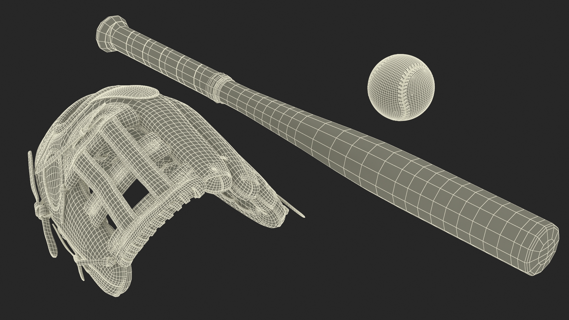 Leather Glove with Baseball And Bat Fur 3D model