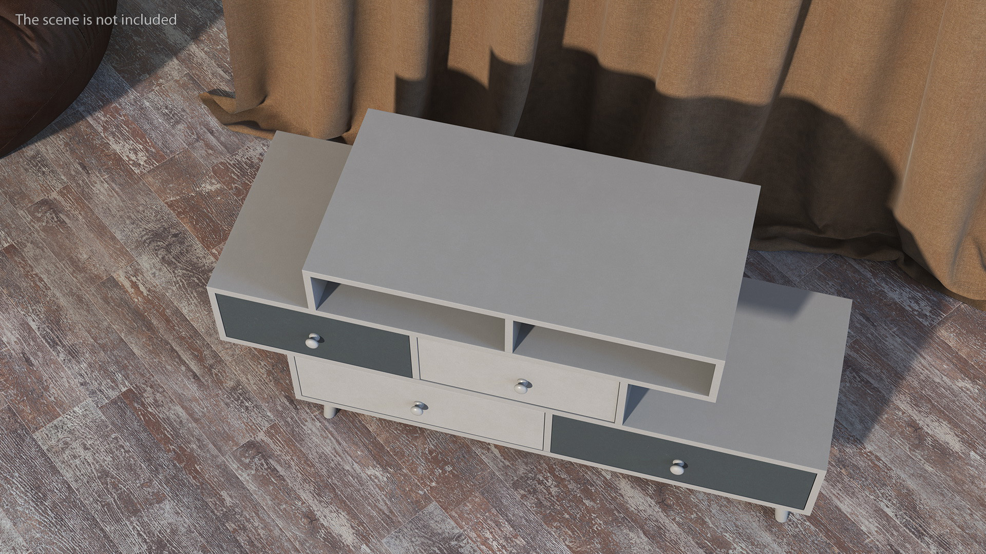 3D White Sideboard 4 Drawer Irvine