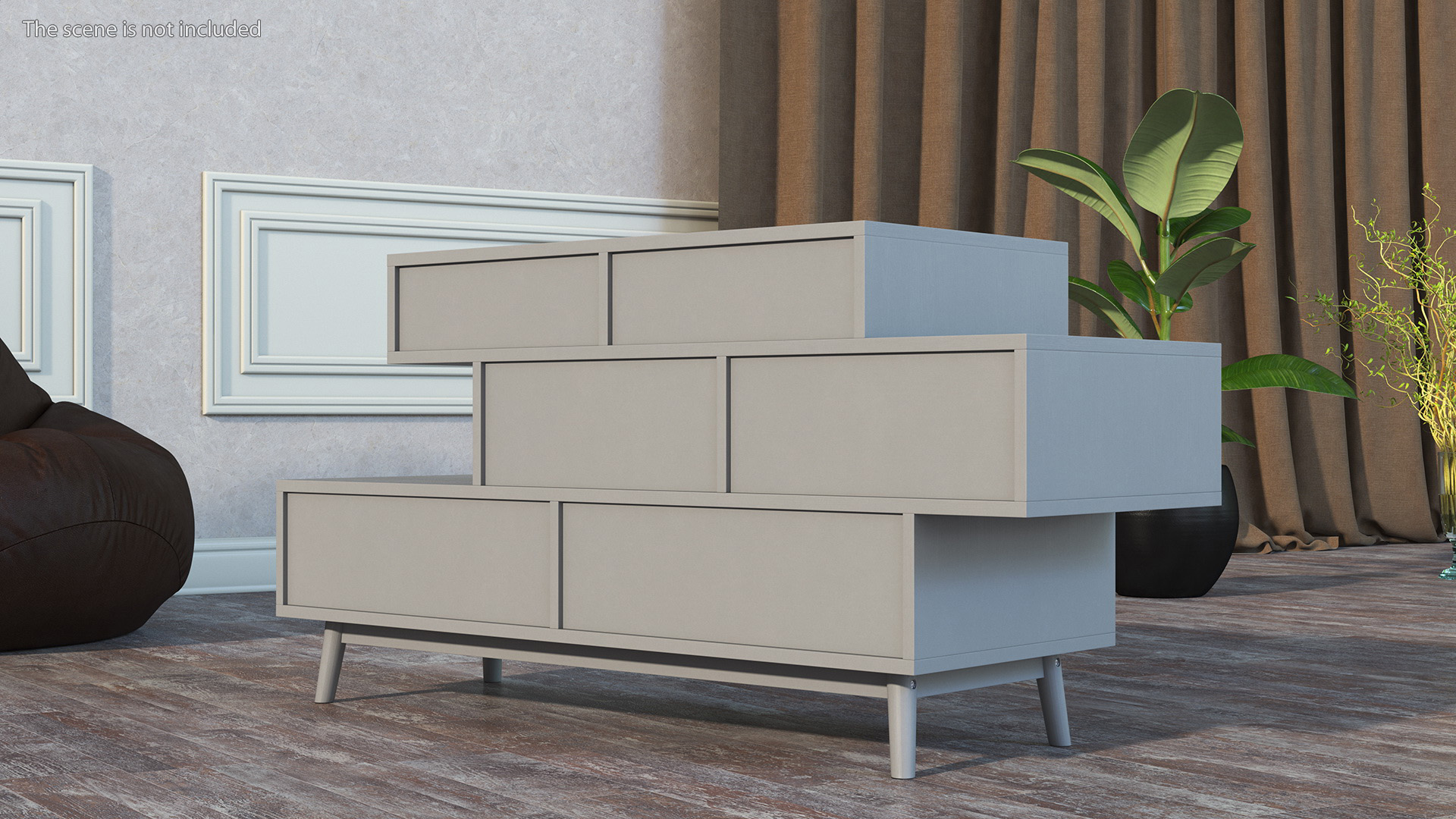 3D White Sideboard 4 Drawer Irvine
