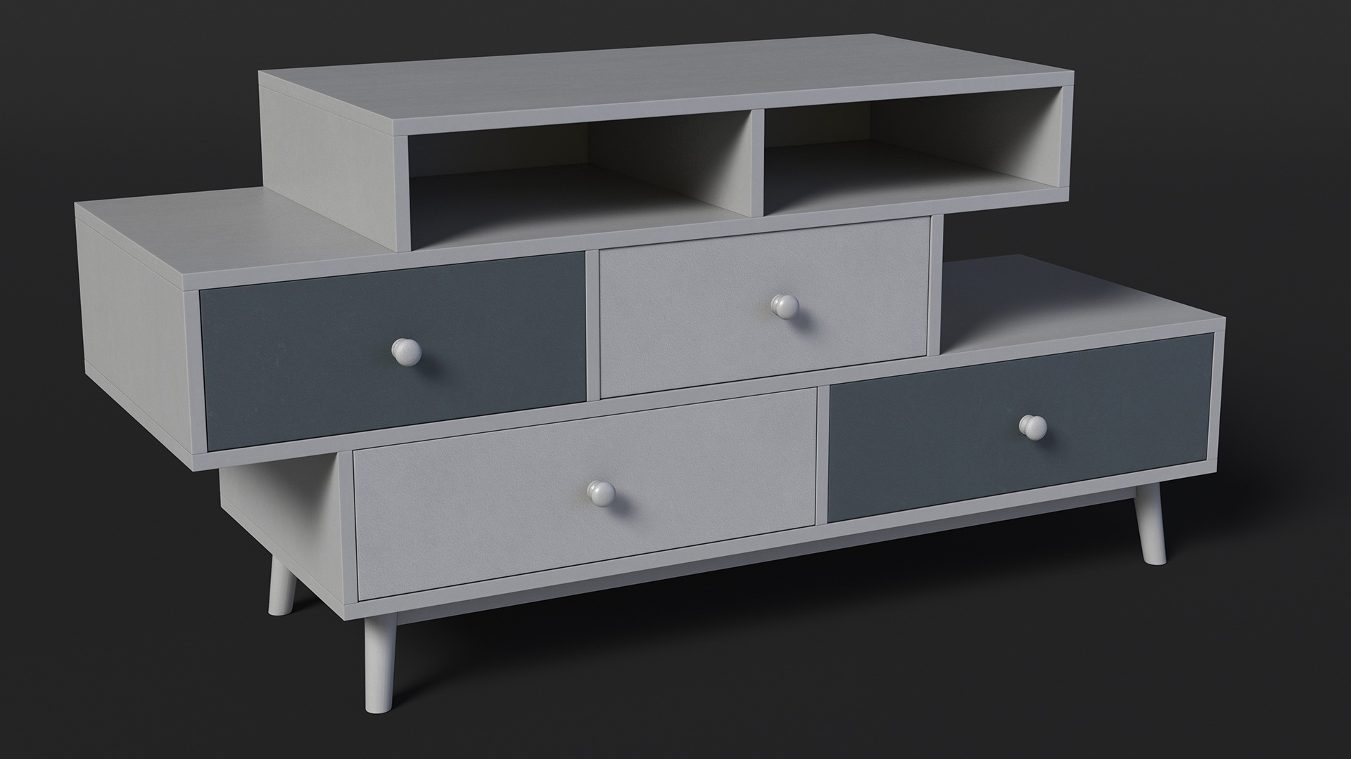 3D White Sideboard 4 Drawer Irvine